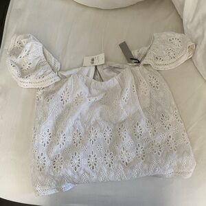 Loves + Friends white top, NWT